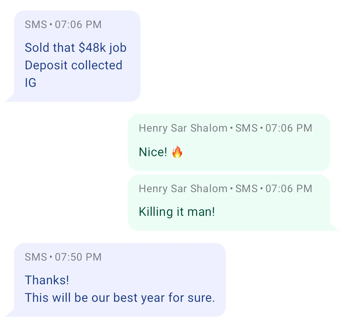 $48K job sold. Deposit collected.