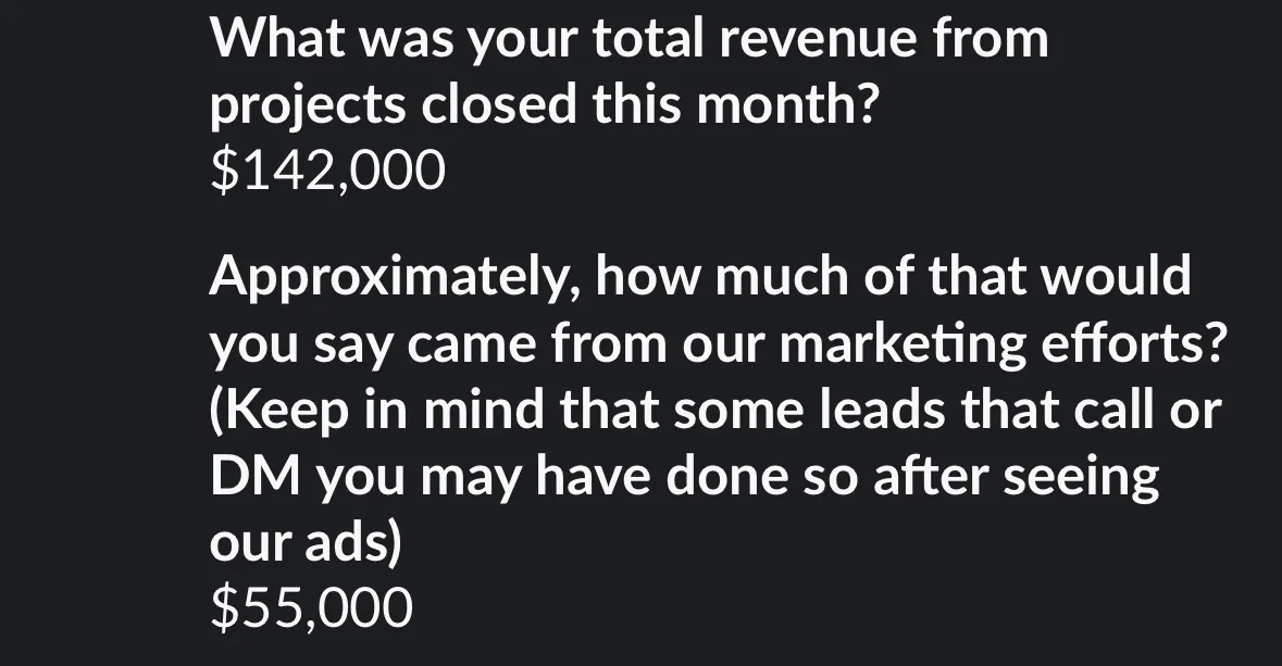 $55K from our marketing. $142K closed that month.